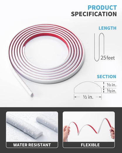 Art3d 25 ft Peel & Stick Trim for Backsplash Edge – Self-Adhesive PVC, White
