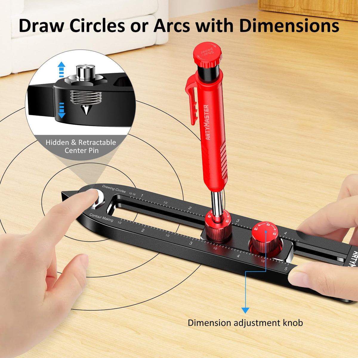 ARTYMASTER Multi-Function Scribing Tool – Aluminum Circle Marking Gauge