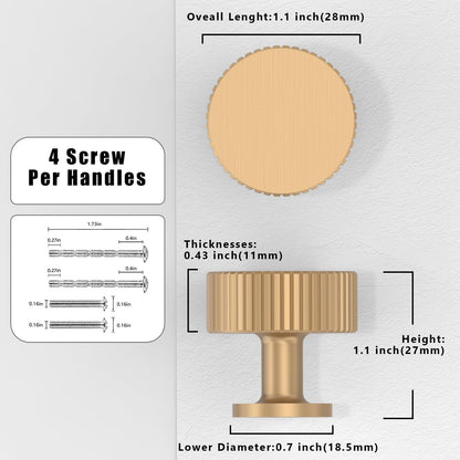 Asimerdeco 10 Pack Champagne Bronze Cabinet Knobs 28mm