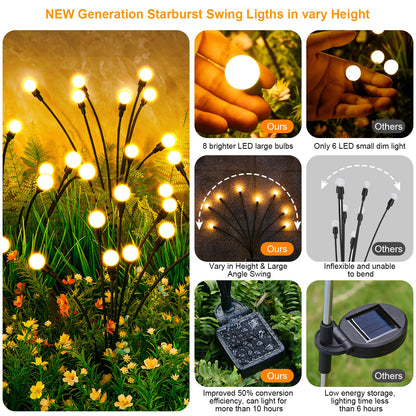 ASMAD Solar Lights Outdoor (2 Pack, 16 LEDs) – Firefly Garden Decor