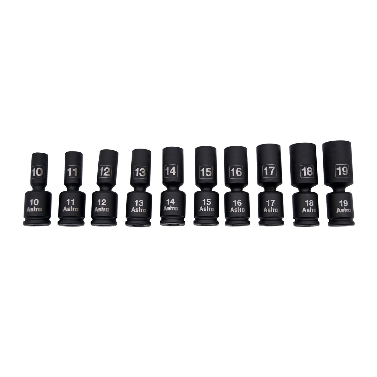 Astro Tools 78344M 10pc 3/8-inch Drive Mid-Length Pinless Universal Sockets – Metric