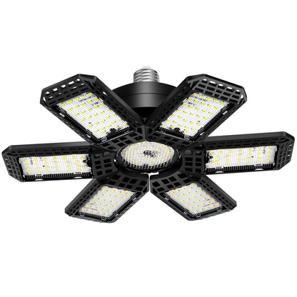 Audles 1 Pack Garage Light - 200W, 20000LM, 6500K, 6+1 Deformable Panels, E26/E27 Socket