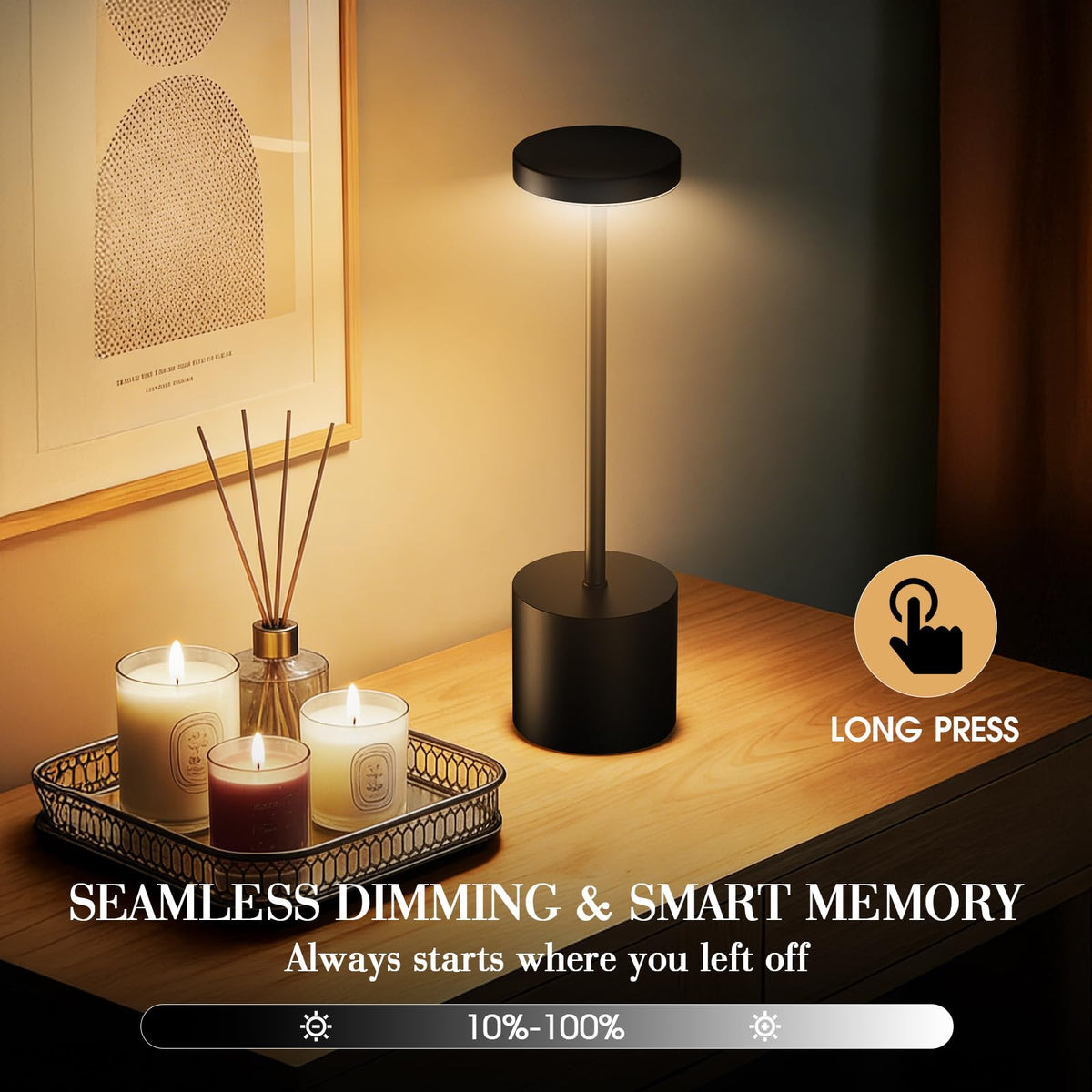 AUDLES Cordless Table Lamp Pair – 5000mAh, Touch Dimming, IP54