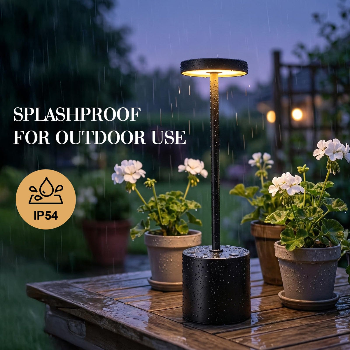 AUDLES Cordless Table Lamp Pair – 5000mAh, Touch Dimming, IP54