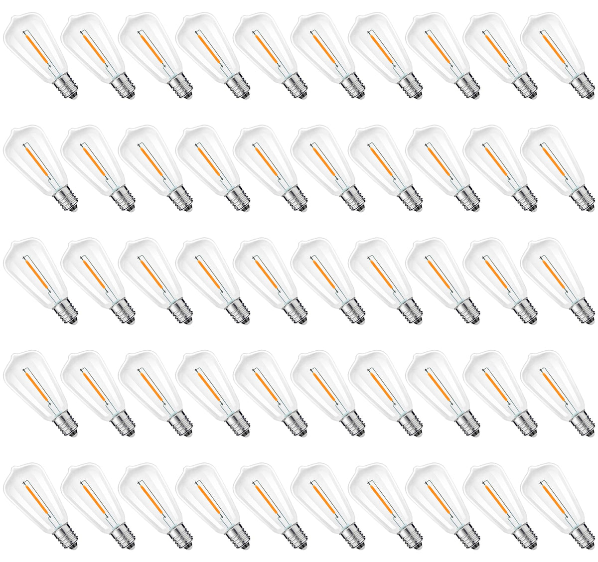 Austin Coast ST38 Replacement LED Bulbs – 50-pack, 0.6W, Warm White 2200K, E12, Shatterproof
