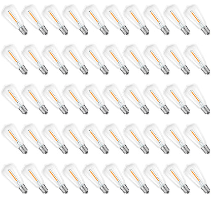 Austin Coast ST38 Replacement LED Bulbs – 50-pack, 0.6W, Warm White 2200K, E12, Shatterproof