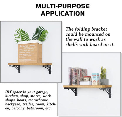 AUTOHJ Folding Shelf Brackets – 18-Inch, 4-Pack Heavy-Duty Wall Mount Brackets