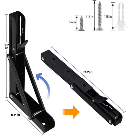 AUTOHJ Folding Shelf Brackets – 18-Inch, 4-Pack Heavy-Duty Wall Mount Brackets