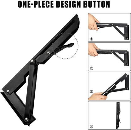AUTOHJ Folding Shelf Brackets – 18-Inch, 4-Pack Heavy-Duty Wall Mount Brackets