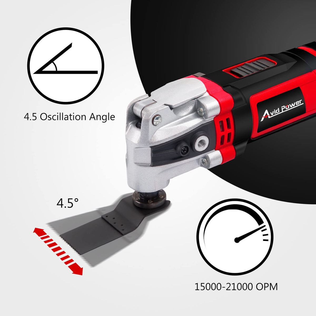AVID POWER Oscillating Tool – 3.5-Amp, 4.5° Angle, 6-Speed, 13-Piece Kit