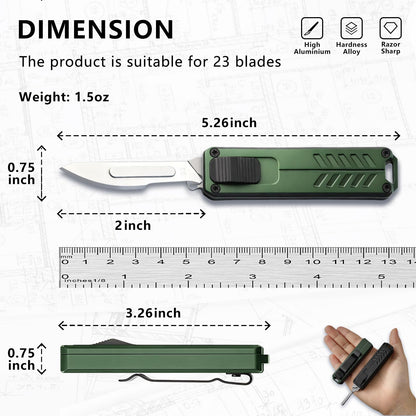 Axsuerto Automatic Utility Knife – Retractable Push Button EDC Knife, All-Metal Box Cutter