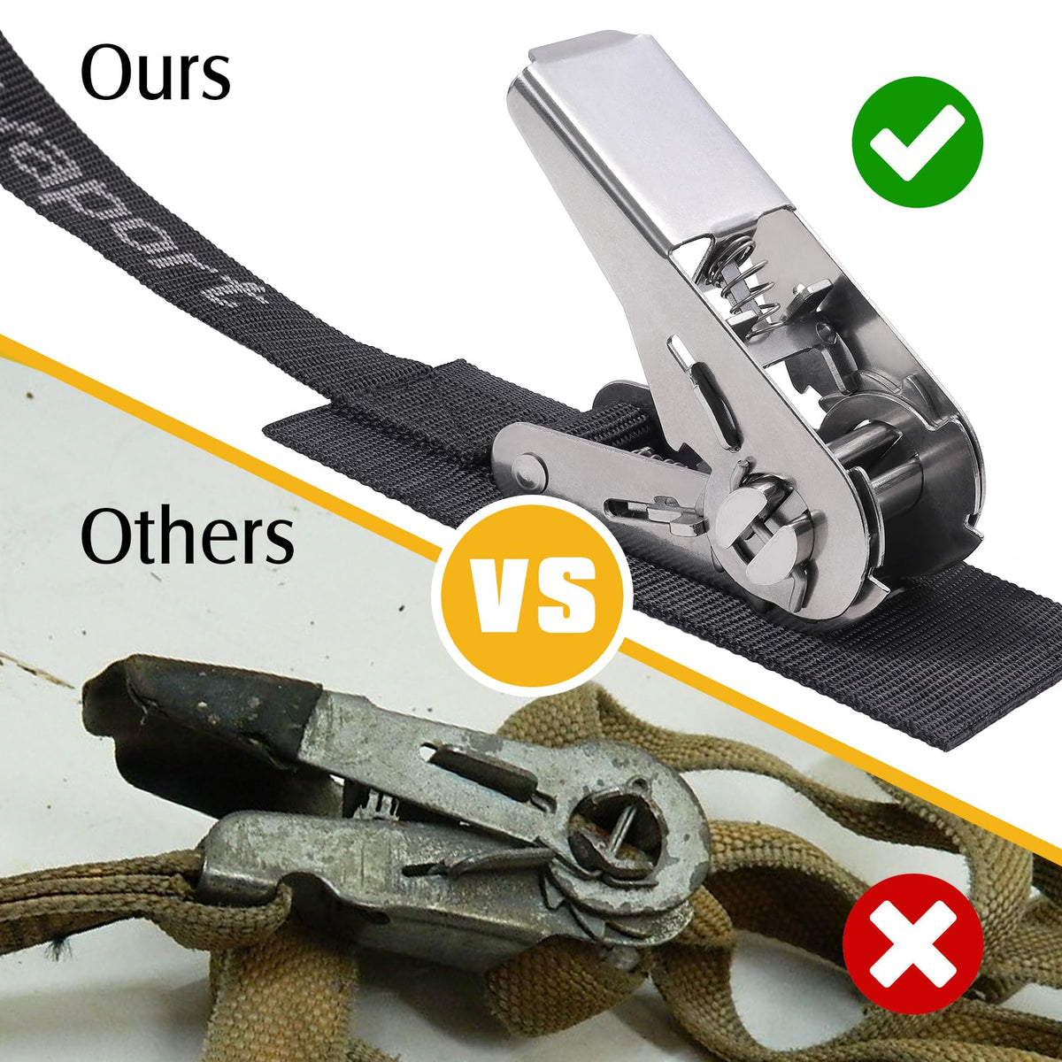 Ayaport Stainless Steel Ratchet Tie Down Straps – 8ft Endless, 2-Pack