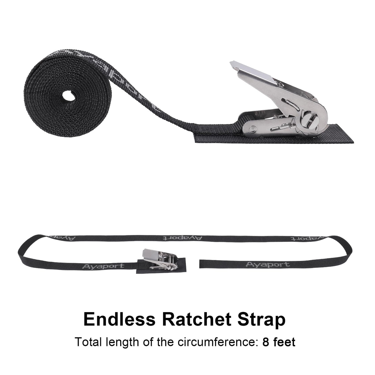 Ayaport Stainless Steel Ratchet Tie Down Straps – 8ft Endless, 2-Pack