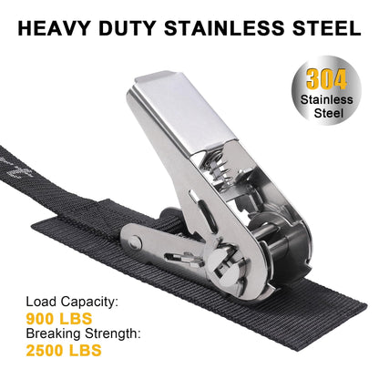 Ayaport Stainless Steel Ratchet Tie Down Straps – 8ft Endless, 2-Pack