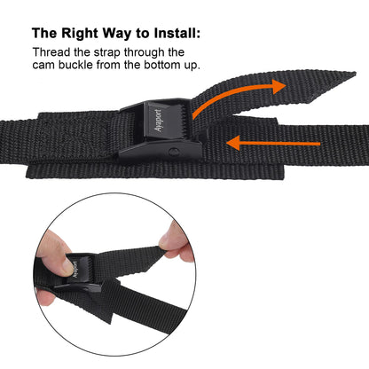 Ayaport Lashing Straps Cam Buckle – Roof Rack Tie Downs, 4 Pack (Black)
