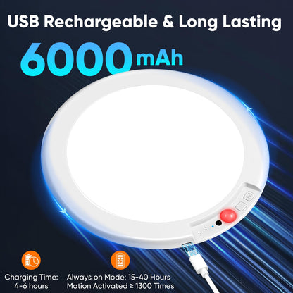 Bairth Rechargeable Motion Sensor Ceiling Light with Remote – Wireless LED, 3 Color Temps, Ultra-Thin 0.5 in