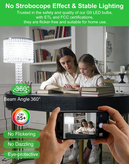 BAOMING G9 LED Bulb 4W Dimmable (40W Eq) – 6000K Cool White, 450LM, Ceramic Base, 5-Pack