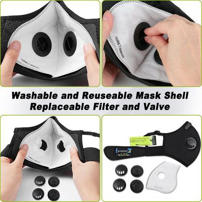 BASE CAMP M Plus Dust Mask | Reusable 6-Layer Filtration for Woodworking, Construction, and Outdoor Tasks