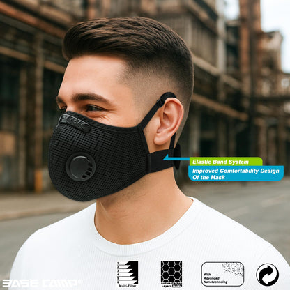 BASE CAMP M Plus Dust Mask | Reusable 6-Layer Filtration for Woodworking, Construction, and Outdoor Tasks