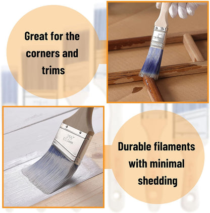 Bates Choice 2.5-Inch Angled Paint Brush Set | 12-Pack for Edging & Precision