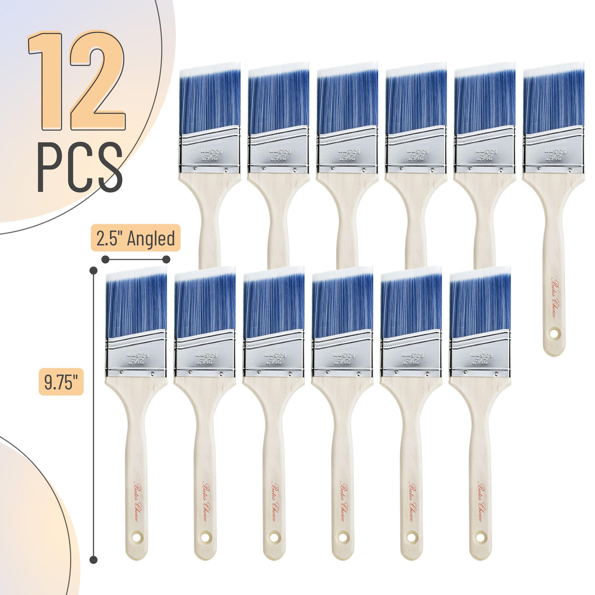 Bates Choice 2.5-Inch Angled Paint Brush Set | 12-Pack for Edging & Precision
