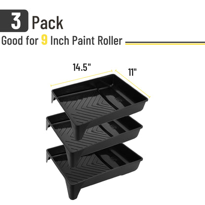 Bates Choice 9-Inch Paint Tray 3-Pack — Deep Capacity, Textured Ridge