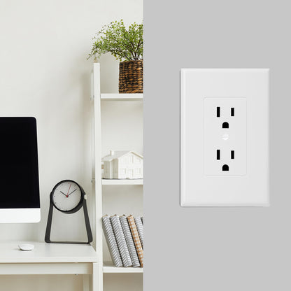 Bates Choice Duplex Wall Outlet Cover – 20 Pack, White | Single-Gang Wall Plates