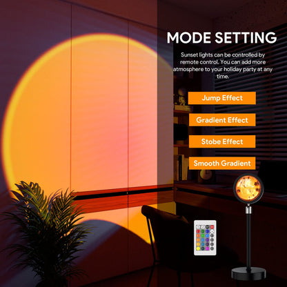 Bavcieu Sunset Lamp Projection LED Lights with Remote – Multicolor, 360° Rotation, 4 Modes