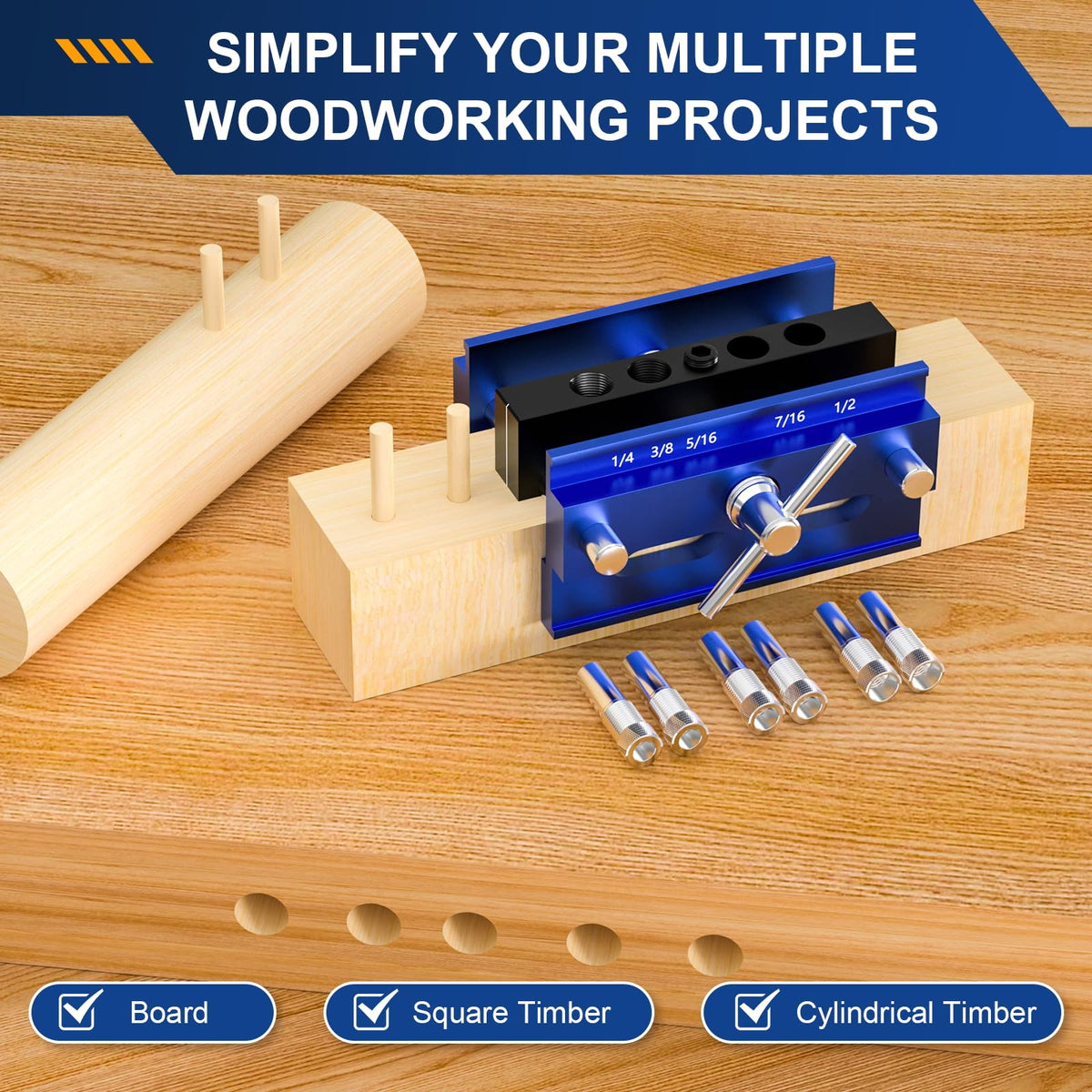 Beaiguna Self Centering Dowel Jig Kit – Premium Drill Guide for Precise Woodworking