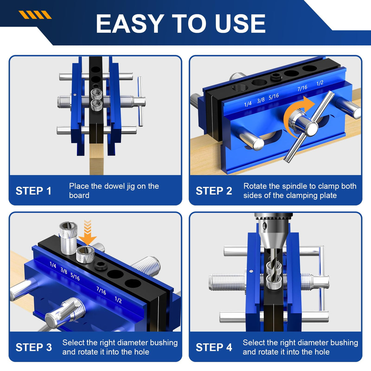Beaiguna Self Centering Dowel Jig Kit – Premium Drill Guide for Precise Woodworking