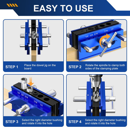 Beaiguna Self Centering Dowel Jig Kit – Premium Drill Guide for Precise Woodworking
