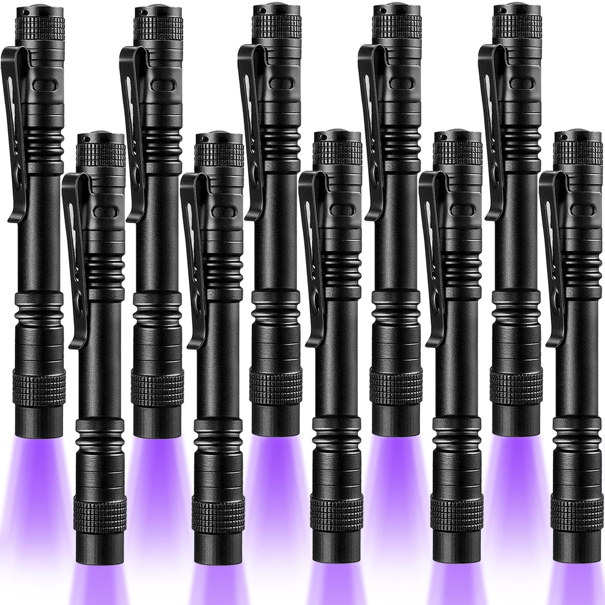 Beieverluck 10-Pack UV Blacklight Flashlight 395nm Pen Light with Clip – Detect Stains & Bed Bugs