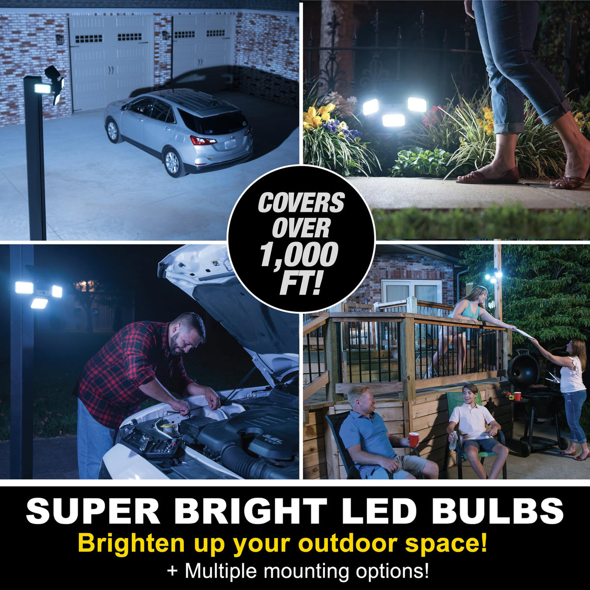 Bell+Howell Bionic Flood Light ASON TV – Solar Outdoor LED, 108 COB-LED, 50% Brighter, Motion Sensor
