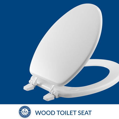 Bemis 1400TTA Economy Durable Wood Toilet Seat – Elongated, Made in USA, White