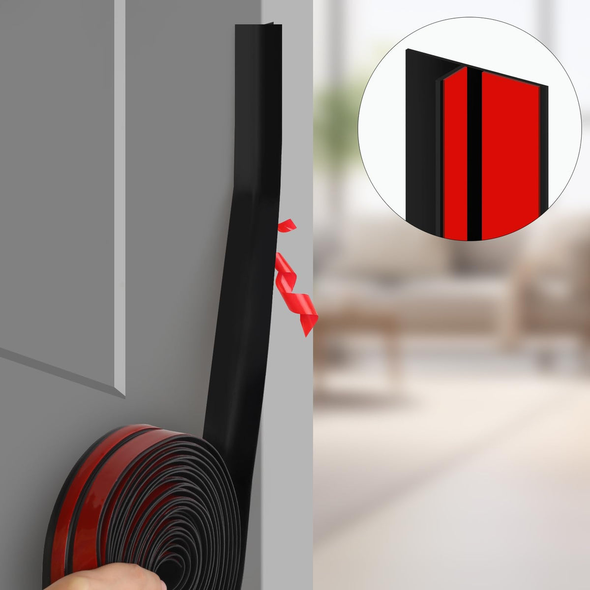 Benory T-Shaped Silicone Seal Strip for Door & Window Gaps | 20ft Black