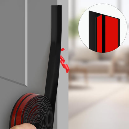 Benory T-Shaped Silicone Seal Strip for Door & Window Gaps | 20ft Black
