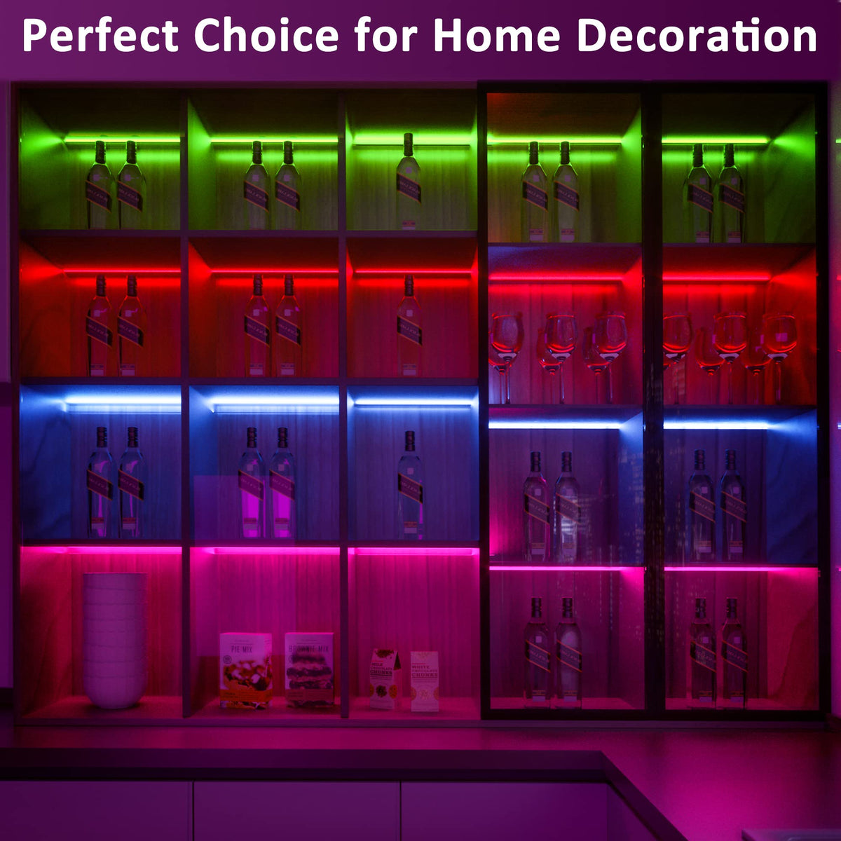 Benreom 3 Pcs RGB Under Cabinet Lights Kit | Smart App & Remote, Dimmable LED Bars