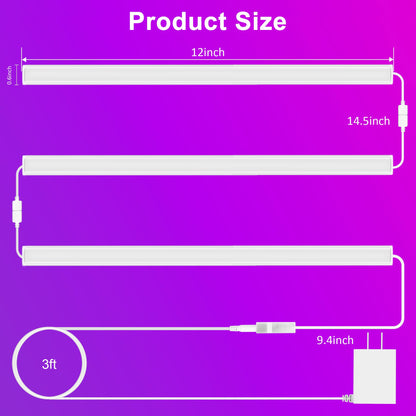 Benreom 3 Pcs RGB Under Cabinet Lights Kit | Smart App & Remote, Dimmable LED Bars