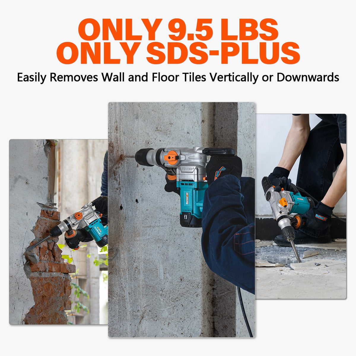 Berserker 1-1/8 SDS-Plus Rotary Hammer Drill, 9 Amp, 3-Function, with 1/2 SDS Plus Shank Keyless Chuck Adapter