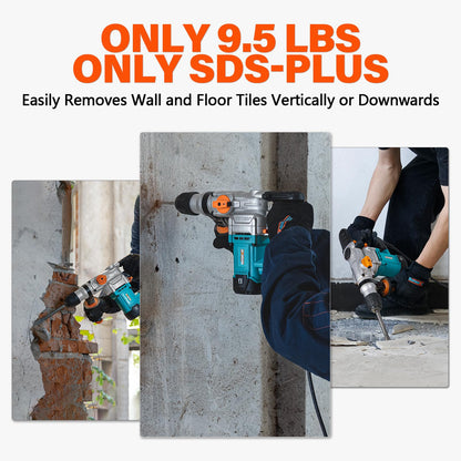 Berserker 1-1/8 SDS-Plus Rotary Hammer Drill, 9 Amp, 3-Function, with 1/2 SDS Plus Shank Keyless Chuck Adapter