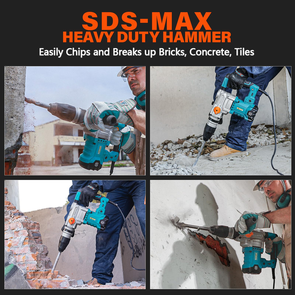 Berserker 1-9/16 SDS-Max Heavy Duty Rotary Hammer Drill – 13 Amp, 3 Modes, Vibration Control