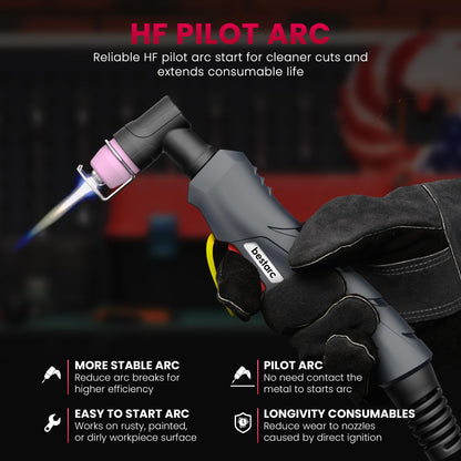 Bestarc Pilot Arc Plasma Cutter 50A – Dual Voltage 110/220V, LED Display, Air Sensor