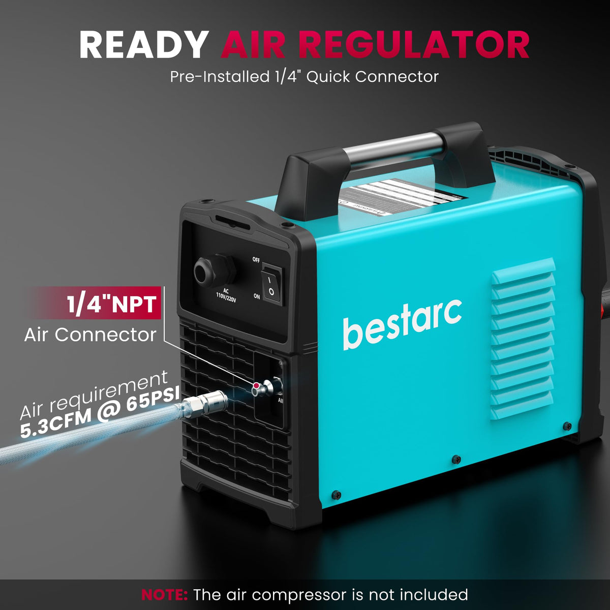 Bestarc Pilot Arc Plasma Cutter 50A – Dual Voltage 110/220V, LED Display, Air Sensor