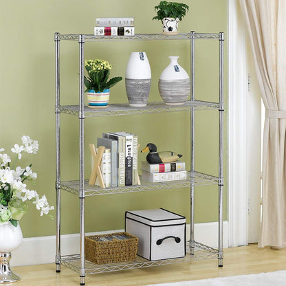 BestOffice 4-Tier Chrome Wire Shelves – 36x14x54, Adjustable Racks, 1000 lb Capacity