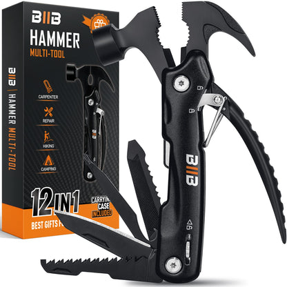 BIIB 12-in-1 Hammer Multitool — Fathers Day Gift for Dad, Husband, Outdoors Enthusiast