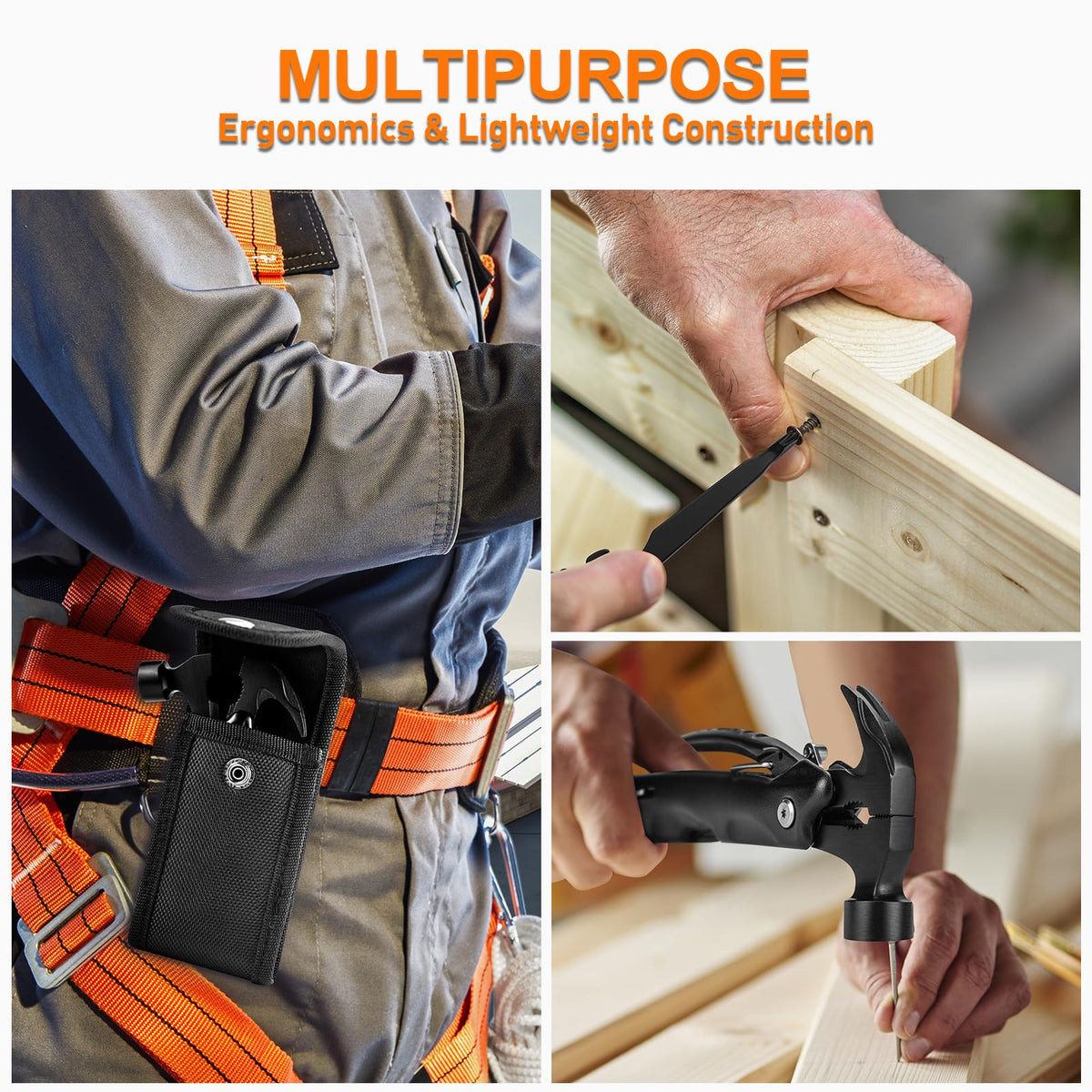 BIIB 12-in-1 Hammer Multitool — Fathers Day Gift for Dad, Husband, Outdoors Enthusiast
