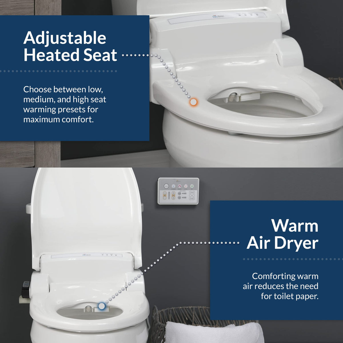 Bio Bidet Bliss BB1000 Electric Bidet Seat – Warm Water, Heated Seat, Air Dryer, Remote