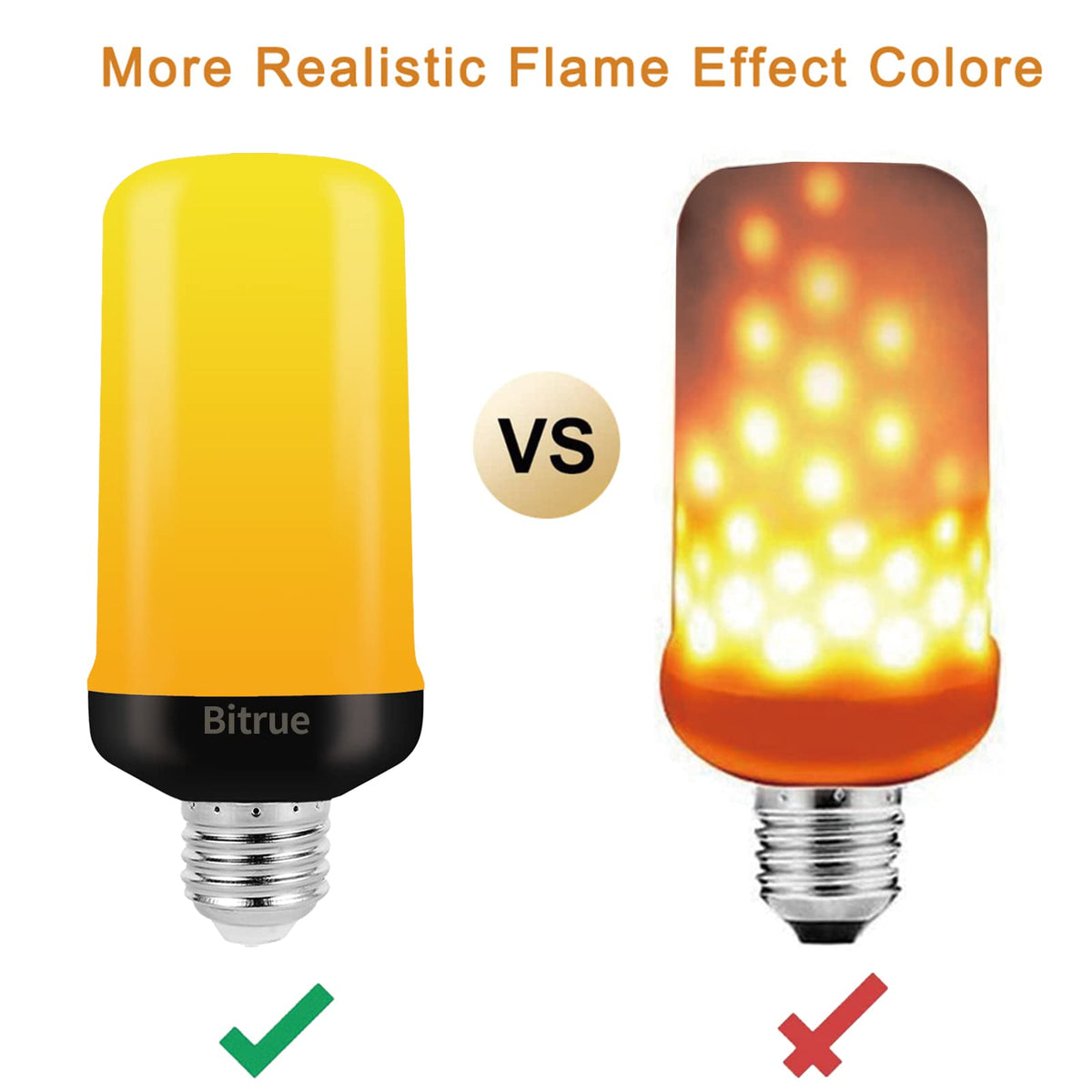 Bitrue LED Flame Effect Light Bulb – 4 Modes, E26 Base, Gravity Sensor (2 Pack)