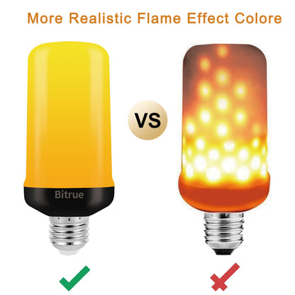 Bitrue LED Flame Effect Light Bulb – 4 Modes, E26 Base, Gravity Sensor (2 Pack)