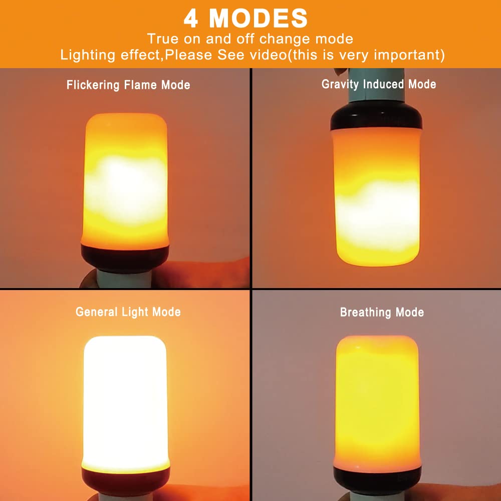 Bitrue LED Flame Effect Light Bulb – 4 Modes, E26 Base, Gravity Sensor (2 Pack)